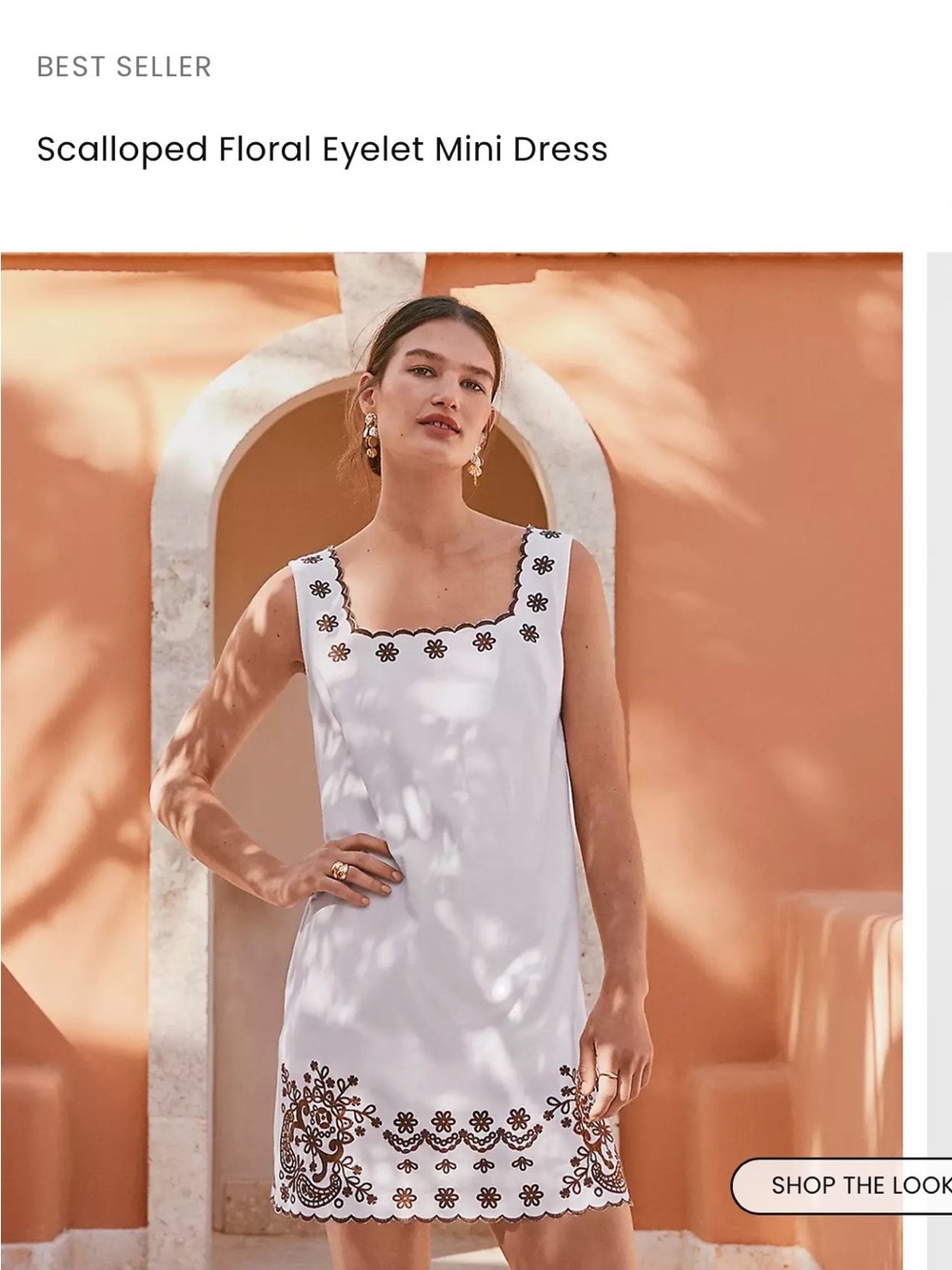 LOFT White Scalloped Floral Eyelet Mini Dress